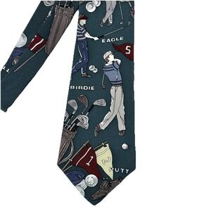 VTG American‎ Sports Golf Tie Mens Golfers Gift Novelty Necktie USA Made 90s Y2K